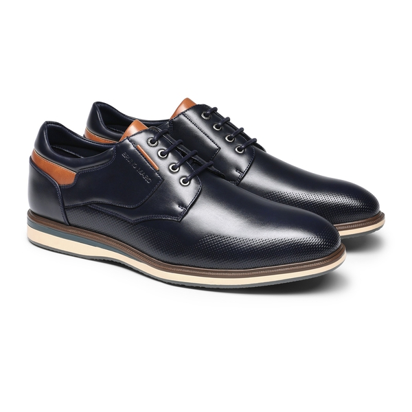 Men's Plain Toe Stylish Smart Dress Sneakers - NAVY - 5